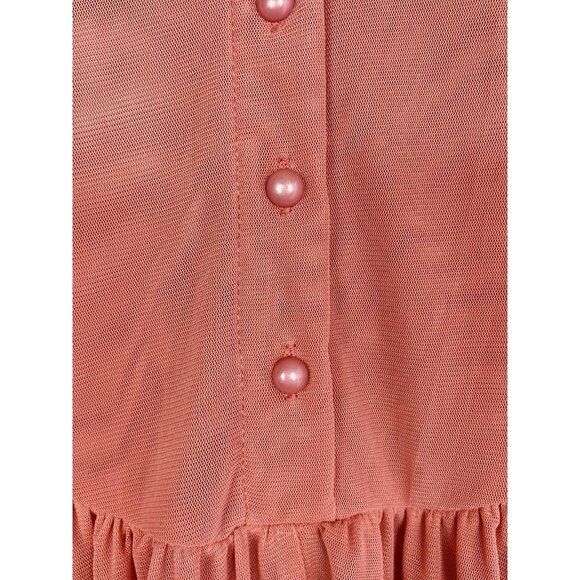Indigo Thread 3X Coral Orange Chiffon Embroidered Popover Top Boho Back Buttons - Picture 8 of 9